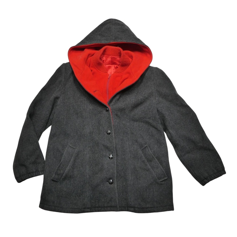 Vintage Mackintosh Vestcoat Coat Womens 8 Wool Hooded Parka Red Lined Winter